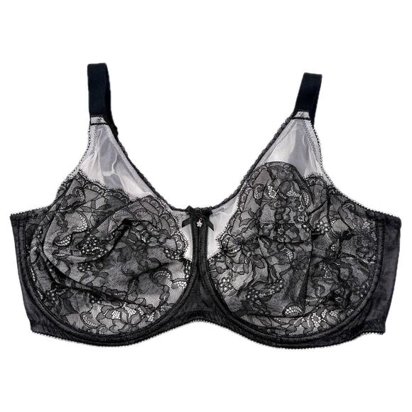 WACOAL 40G Black Retro Chic Full Figure Underwire Bra Mesh Plus Size 855186 - Picture 3 of 15